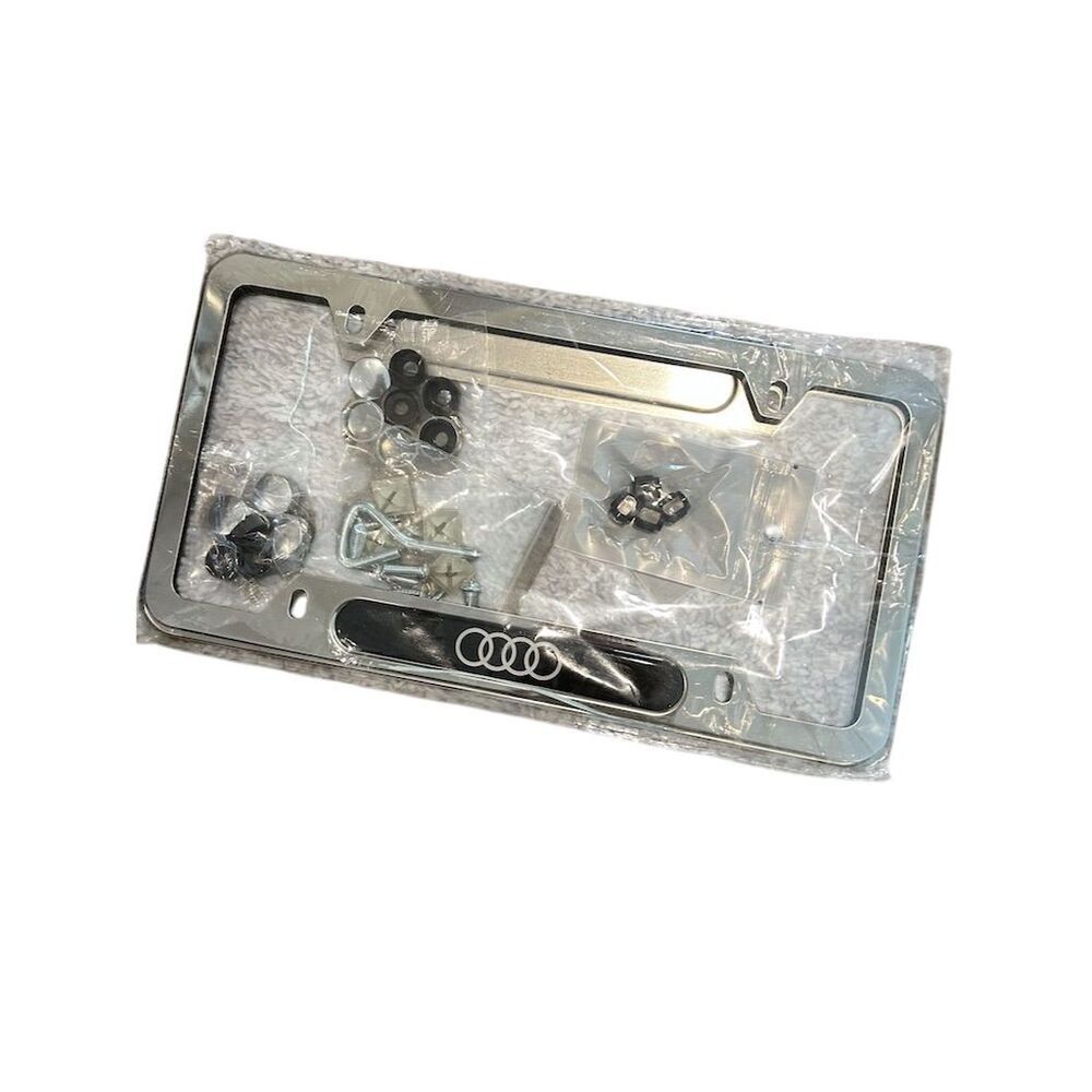 Audi License Plate Frame Silver Chrome Stainless Steel Officially Licensed - Picture 3 of 3